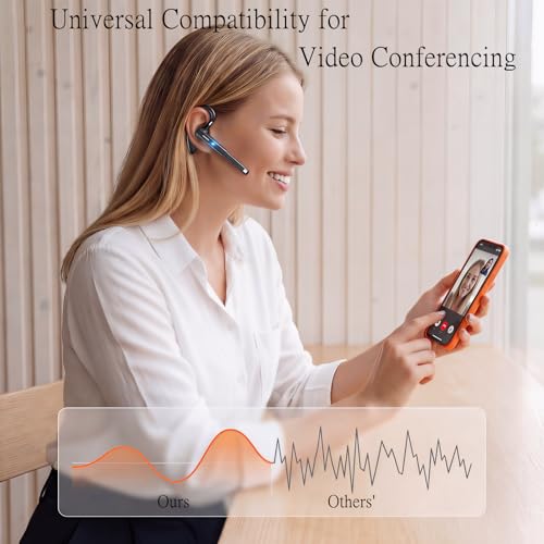 Wireless Headset Wireless Headphones Handsfree Call Wireless Earpiece Noise Cancellation Earbud Earphones Mic Compatible with Cell Phones Car Driver Trucker Business Office Men Women (Black) - color: Black