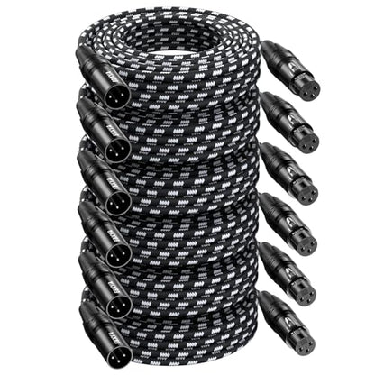 EBXYA XLR Cable 25ft 6 Pack - Braided 3 Pin Balanced Male to Female | XLR Microphone Cable, for Mic Mixer, Speaker, Recording Studio - size: 25 Feet, style: 6 Pack