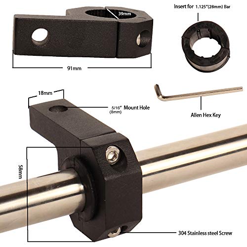 1.125" Tube Clamp Mount Bracket,Roof Roll Cage Holder for Whips,Shovel, LED Light Bar (Pack of 2) (2pcs-1.125" Clamp) - size: 1.125"