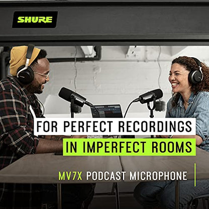 Shure MV7X XLR Dynamic Podcast & Recording Microphone - Black | XLR dynamic mic with voice-isolating technology and all-metal build for podcasting and vocal recording - size: Compact, style: XLR