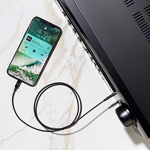 Belkin Lightning to 3.5mm Audio Cable, 6ft, Black | Connects iPhone to wired headphones, speakers, or car stereo, MFi certified, aux input, travel-friendly - color: Black, size: 6'