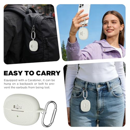 Silicone Case Cover for SHOKZ OpenDots ONE-Open-Ear Headphones with Keychain&Cleaning Pen kit, Premium Soft Silicone,Anti-Scratch Shockproof Case for SHOKZ OpenDots ONE Earbuds Charging Case (Grey) - color: Grey