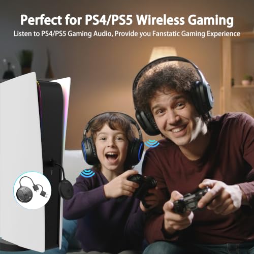 AMORNO USB-C Bluetooth Adapter for PS5, Bluetooth 5.4 Audio Adapter for PC, Plug and Play, Wireless Audio Transmitter for Bluetooth Headphones & Earbuds to PS4/PS5/Switch Dock/PC/Laptop/TV