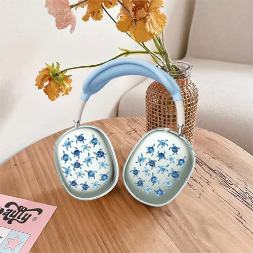 Cute Blue Sea Turtle Clear Case for Airpods Max Headphones Cartoon Soft TPU Ear Cups Cover Anti-Scratch Silicone Ear Pad Protective Case Ocean Headband Cover for Apple Airpods Max - color: Sea turtle 01