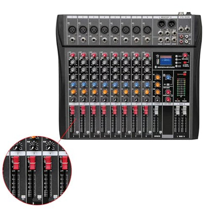 Professional Digital 8 Channel Mixer Sound Board Console Bluetooth Live Studio Audio Mixer Power Mixing USB 110V-220V Dynast, GGM-510013B-6656