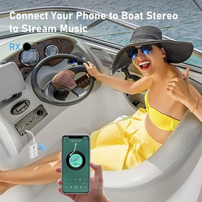 1Mii Bluetooth Transmitter Receiver for TV/Airplane to Headphones, Bluetooth 5.3 AUX/RCA Audio Adapter with aptX Adaptive/Low Latency/HD Audio, Dual Link, Wireless Receiver for Home Stereo, Boat, Gym - color: White