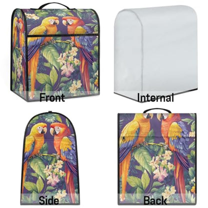 Tropical Tree Flower Parrot Kitchen Aid Mixer Cover - 6-8 Quarts Compatible Stand Mixer Dust Cover - Zipper Pocket Organizer Bag - color: Bird
