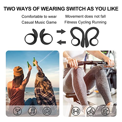 Loluka Over Ear Wireless Bluetooth Earbuds with Ear Hooks - Waterproof, Small, Noise Cancelling Headset for Workout, Sport, Gym - color: Black