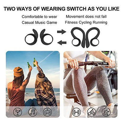 Loluka Over Ear Wireless Bluetooth Earbuds with Ear Hooks - Waterproof, Small, Noise Cancelling Headset for Workout, Sport, Gym - color: Black