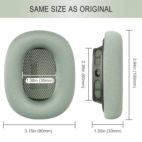 GEVO Upgraded Ear Cushions Replacement Earpads for AirPods Max 1 & 2 Headphones, Mesh Fabric Ear Pads Ear Covers Cups with Memory Foam and Magnet for AirPods Max 1 & 2 (Green) - color: Green