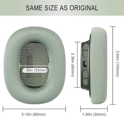 GEVO Upgraded Ear Cushions Replacement Earpads for AirPods Max 1 & 2 Headphones, Mesh Fabric Ear Pads Ear Covers Cups with Memory Foam and Magnet for AirPods Max 1 & 2 (Green) - color: Green