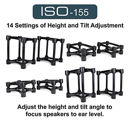 IsoAcoustics Iso-Stand Series Speaker Isolation Stands with Height & Tilt Adjustment: Iso-155 (6.1” x 7.5”) Pair - size: Iso-155 (15.5 x 19 cm)