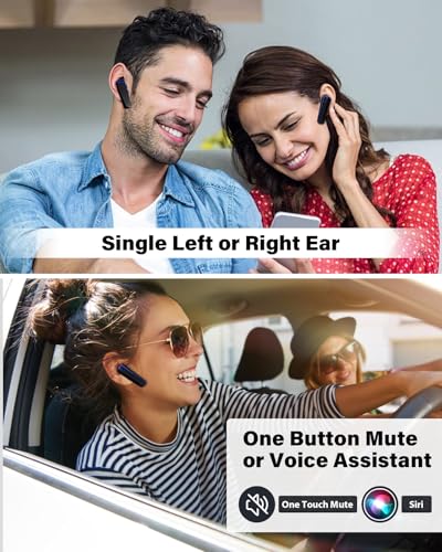 Bluetooth Earpiece V5.3, Wireless Handsfree Headset with Mic, CVC8.0 Noise Cancelling Wireless Earbud Single-Ear Earphone, 16 Hrs Driving Headset for Android,iOS, Laptop, Office, Truck Driver,Business - color: Blue
