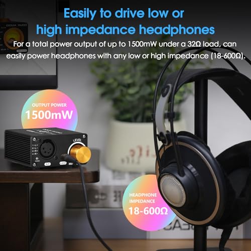 Douk Audio U5PRO HiFi Fully Balanced Headphone Amplifier, Mini Stereo Amp for XLR and 4.4mm Headsets, Replaceable Op-Amps, 18-600Ω Compatibility, 1500mW Output Power