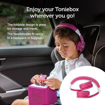 Tonies Foldable Wired Headphones for Kids - Comfortably Designed to fit On-Ear - Works with Toniebox 1 and All 3.5mm Devices - Pink - color: Pink