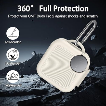 for CMF Buds 2 Plus/CMF Buds 2 / CMF Buds Pro 2 Case Cover, Soft Silicone Protective Earbuds Case, Headphones Case with Carabiner Accessories Set(White) - color: White