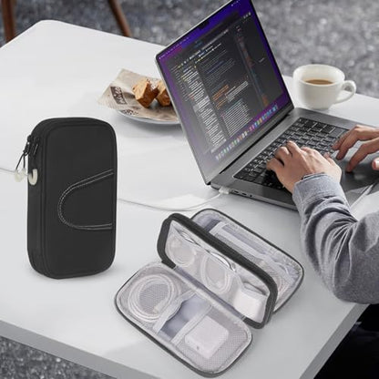 Electronic Organizer, Travel Cable Organizer Case - Compact 8-Pocket Pouch for Chargers, Cords & Tech Accessories (8.2x5.9x2 Inch)