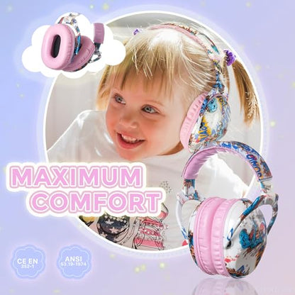 Kids Ear Protection Safety Ear Muffs, NRR 25dB Noise Reduction Children Earmuffs, Hearing Protectors for Sleeping, Studying, Airplane, Concerts, Fireworks-Dinosaur with Pink Band - color: Pink Band Dinosaur