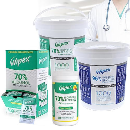 Wipex Alcohol Wipes with 70% Isopropyl Alcohol, 80 CT Lint-Free Cloth in Sealed Canister to clean Surfaces, Electronics, Computer Screens, Glasses, 80 Count - size: 80 Count (Pack of 1)