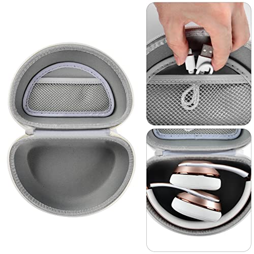 COMECASE Hard Headphone Case Compatible with Beats Solo 2 3 4, Solo Pro, Studio Pro and Studio3, Water-Resistant Travel Carrying Case with Mesh Pocket-White - color: White
