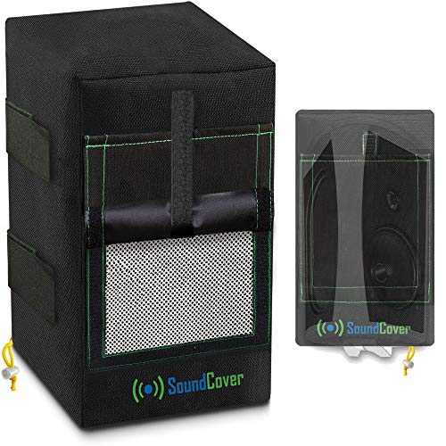 Two Black Waterproof 600D Outdoor Speaker Covers for C-Bracket Mounted Speakers – Fits Klipsch AW-650, Polk Atrium 8 SDI, Definitive Technology AW 6500 (Max Dimensions: H 15" x W 9.45" x D 11") - size: Large
