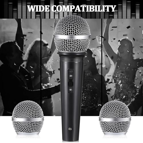 Microphone Head Replace Microphone Cover Microphone Windscreen Microphone Pop Filter Microphone Ball Head Mesh with Inner Foam Microphone Replacement Grille for Shure Sm58, 2 Pcs, Silver