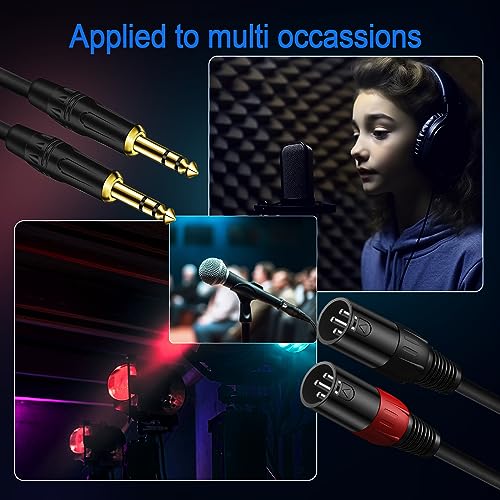 LanSenSu XLR to 1/4 TRS Stereo Adapter Cable, 2 Pack - 6.6ft, Compatible with Mixer, Microphone, XLR, Power Amplifier, Monitor - size: 6.35mm to XLR Male-6.6ft