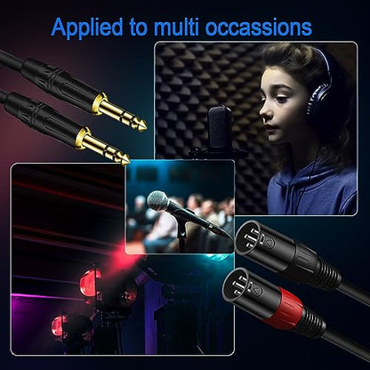 LanSenSu XLR to 1/4 TRS Stereo Adapter Cable, 2 Pack - 6.6ft, Compatible with Mixer, Microphone, XLR, Power Amplifier, Monitor - size: 6.35mm to XLR Male-6.6ft
