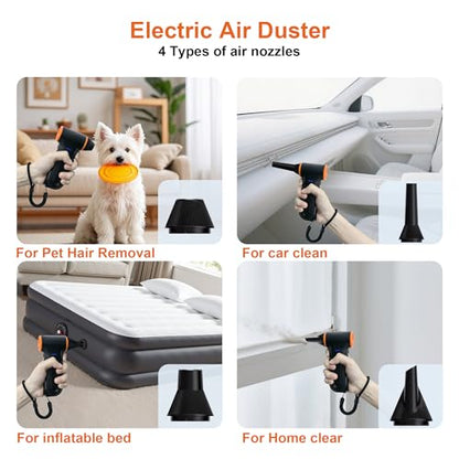 Compressed Air Duster,150000RPM Super Power air Blower,3-Speed Adjustable | rechargeable air duster with High speed brushless motor, 3-speed/multiple nozzles,for cleaning car, keyboard, computer, home.