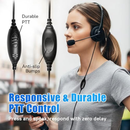 Two Way Radio Small Earmuff One-sided Headband Headphone Walkie Talkie Ear Piece Earpiece Over-ear Headset Boom Mic Microphone for Midland t51x3vp3 x-talker biztalk br200 br180a br200x6bgc gxt lxt