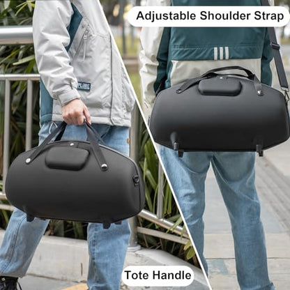 Case for JBL Boombox 3/Boombox 2/Boombox Portable Speaker, Travel Carrying Case Stand Up Hard Case Replacement Cover w Shoulder Strap Tote Handle (Black w One Mesh Pocket One Outer Pocket)