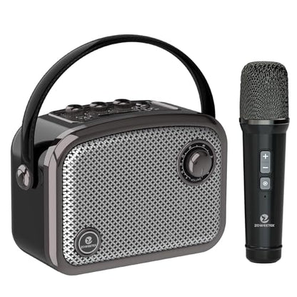 ZOWEETEK Portable Wireless Voice Amplifier UHF Handheld Mic & Bluetooth | 60W Output, Retro Design, Portable Speaker Set, PA System, for Teaching, Meeting, Public Speaking, Group Activities, Karaoke