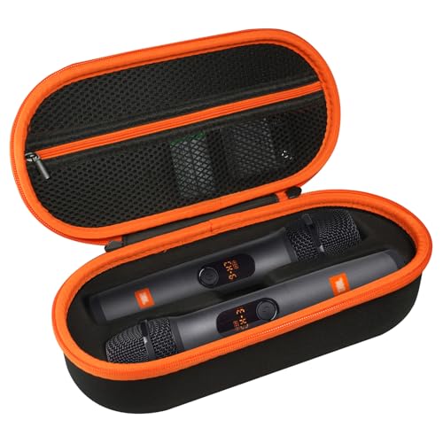 Wireless Microphone Case Compatible with JBL Wireless 2 Microphone System, Handheld Dual Mic Carrying Case, Travel Bag for Receiver, Batteries and Adapter, Karaoke - Orange (Box Only) - color: Orange