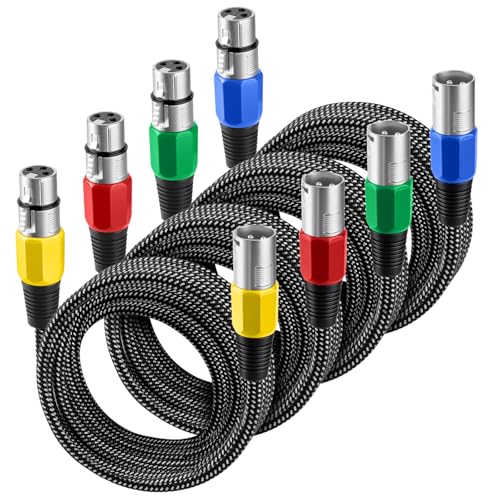 XLR 케이블 6.1m(20피트), 마이크 케이블 3핀 나일론 브레이드 밸런스 XLR 수 - 암 튼튼한 마이크 패치 코드 (순수 구리 컨덕터) - size: 20피트