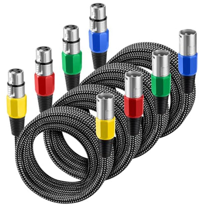 XLR Cable 20 FT/4 Pack, Microphone Cable 3 Pin Nylong Braided Balanced XLR Male to Female Heavy Duty Mic Patch Cords (Pure Copper Conductors) - size: 20FT