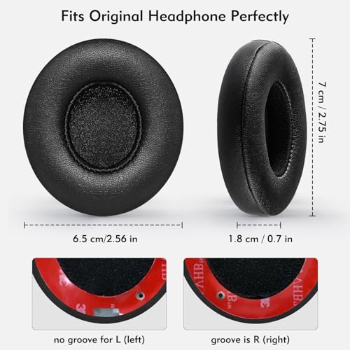 Beats Solo 2 & 3 Earpad Replacement | Beats Replacement Ear Cushions Made of Protein Leather And Memory Foam, Soft and Durable Beats Replacement Ear Pads
