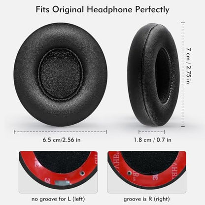 Beats Solo 2 & 3 Earpad Replacement | Beats Replacement Ear Cushions Made of Protein Leather And Memory Foam, Soft and Durable Beats Replacement Ear Pads