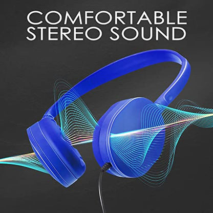 GEEKRIA 12 Pack Wired Headphones for Classroom, Adjustable On-Ear Headphones, Kids Children Headset for Schools, Student, Libraries, Computer Lab, Testing Centers, Bulk Pack (Oval Earcups)
