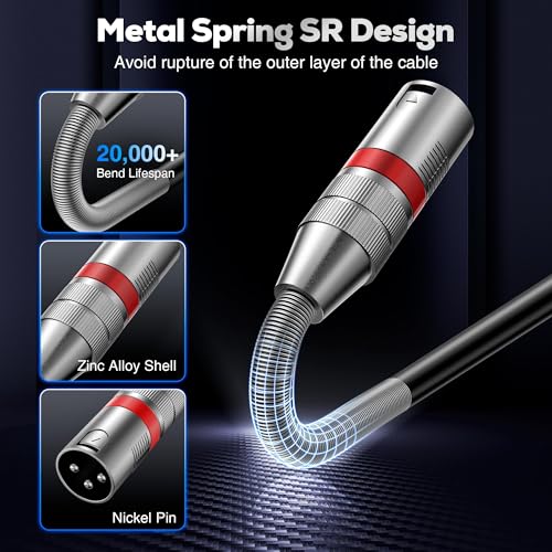 Bietrun XLR Cables 25FT 2 Packs, Premium Heavy Duty Balanced Microphone Cable 25 Feet, with 3-Pin XLR Male to Female Microphone Compatible with Microphones, Mixer, Speaker Systems, Preamps and More - size: 25FT
