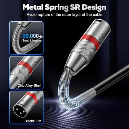 XLR Cables 50FT/16M 2 Packs, Premium Heavy Duty Balanced Microphone Cable with 3-Pin XLR Male to Female Microphone Cord Connector Compatible with Microphones,Mixer,Speaker Systems,Preamps and More - size: 50FT