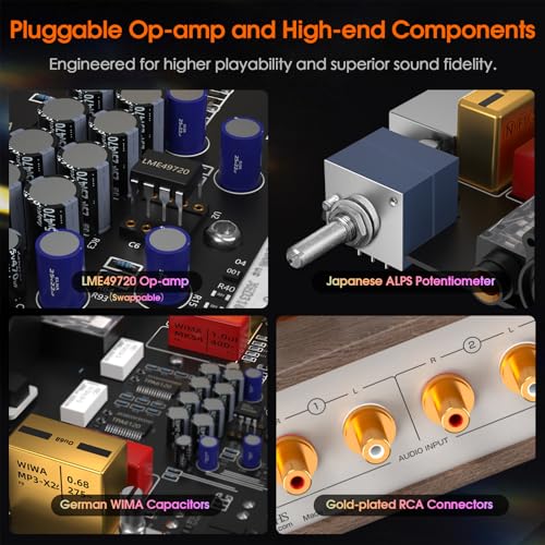 Douk Audio Tube Headphone Amp: for XLR, 4.4mm, 6.35mm HiFi Headphones, Stereo Preamplifier for Amplifiers, Speakers, Home Desktop Audio System, with VU Meter & German Valvo Vacuum Tubes (E2)