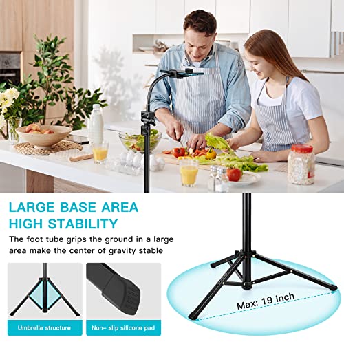 74" Flexible Phone Tripod, Tall Cell Phone Tripod with Adjustable Gooseneck & Remote, Portable Camera Cellphone Stand for Video Recording, Compatible with iPhone Android - size: 74 inch