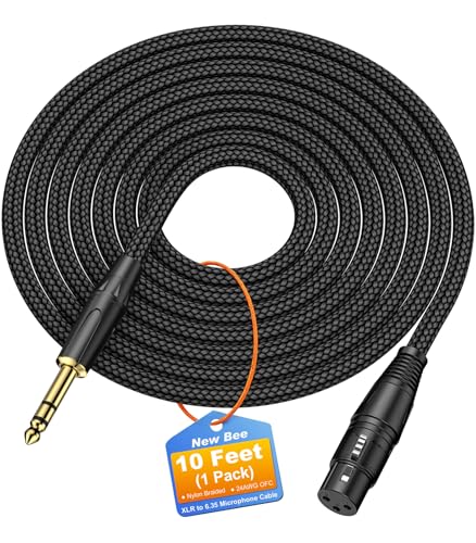New Bee 6.35mm (1/4 Inch) TRS to XLR Female Cable 10FT, Microphone Cable with Nylon Braided for Studio Recording, Mixing, Powered Speakers & Audio Interface - size: 10 Feet