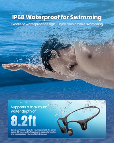 mojawa Upgraded Run Plus NEW Bone Conduction Swimming Headphones, IP68 | 32GB MP3 & Bluetooth Model, ENC Mic for Clear Calls, Deep Bass Open-Ear Design, Running & Cycling, 8H Playtime, Fast Charge - color: Black