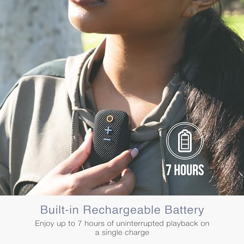 MEE Audio goSPKR Small Wearable Clip-on Bluetooth Speaker with IPX5 Water Resistance, Built-in Speakerphone with Microphone for Hands-Free Calls, Compact Design, Can Connect Up to 2 in Stereo (Black) - color: Black