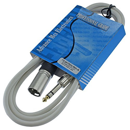 1/4" TRS to 3 Pin XLR Male Pro Audio Patch Cable Balanced and Shielded (6 Foot Feet ft Long, White) - color: White, size: 6 ft long