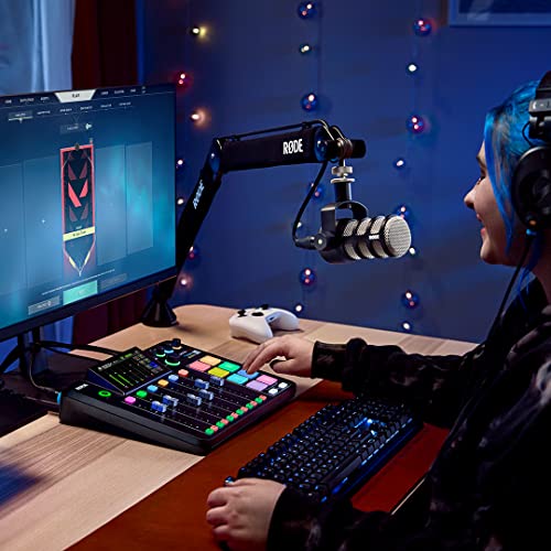 Rode RODECaster Pro II Audio Production Studio Bundle with 2x Zoom ZDM-1 Podcast Mic Packs, StreamEye Adjustable Boom Arms, 32GB microSD Card and StreamEye Polishing Cloth