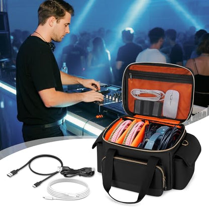 Damero DJ Cable File Bag with Detachable Dividers and Shoulder Strap | Small Gig Cable Bag for Cords, DJ Gear, Sound Instrument and Accessories