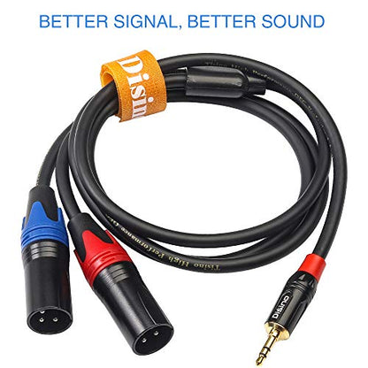 1/8 Inch to Dual XLR Male Y-Splitter Cable,Unbalanced 3.5mm Mini Jack TRS Stereo Aux to Double Male XLR Adapter Interconnect Breakout Patch Cord - 3.3 Feet/1 Meter - size: 3.3 Feet