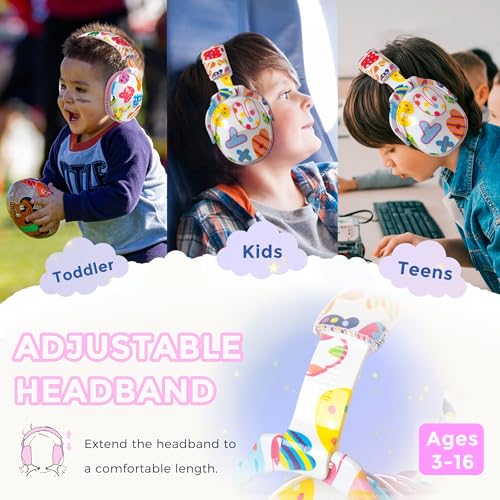 Kids Ear Protection Safety Ear Muffs, NRR 25dB Noise Reduction Children Earmuffs, Hearing Protectors for Sleeping, Studying, Airplane, Concerts, Fireworks-Letter with Pink Band - color: Pink Band New Letter